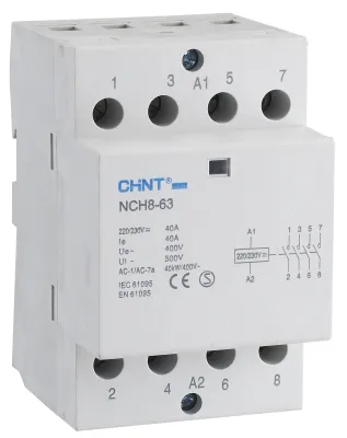 NCH8 SERİSİ SESSİZ KONTAKTÖR 4x20A 4NA 220230 V AC BOBİNLİ - 1